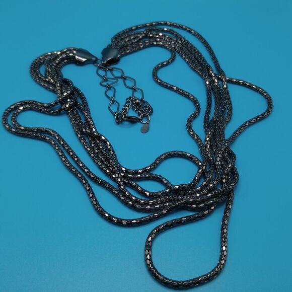 Chico's Long Gunmetal Grey Mesh Chain Necklace, Six Strands, 32 Inches - Picture 7 of 7
